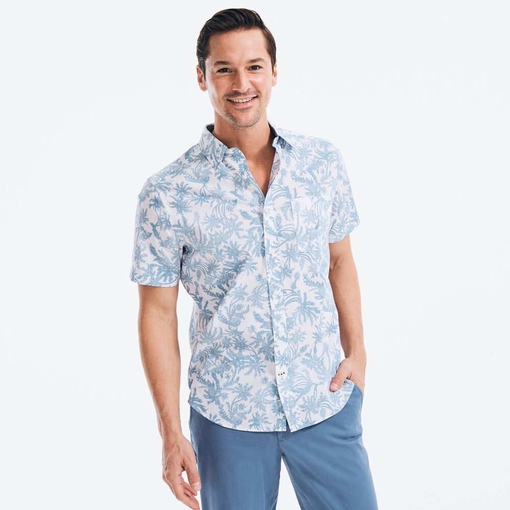 Nautica Classic‎ Fit Light Blue Tropical Print Shirt